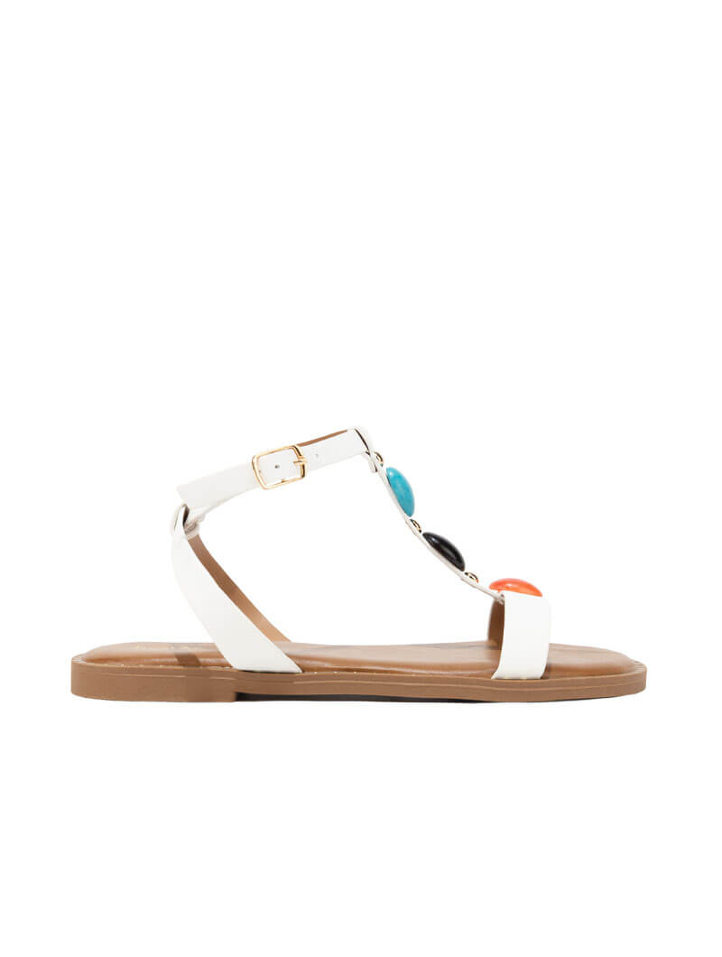 Sandales plates à perles colorées